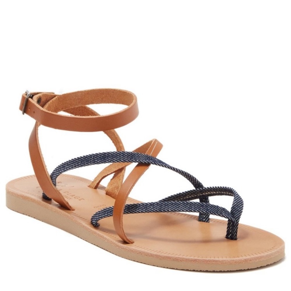 Joie leather strap denim sandals (36)